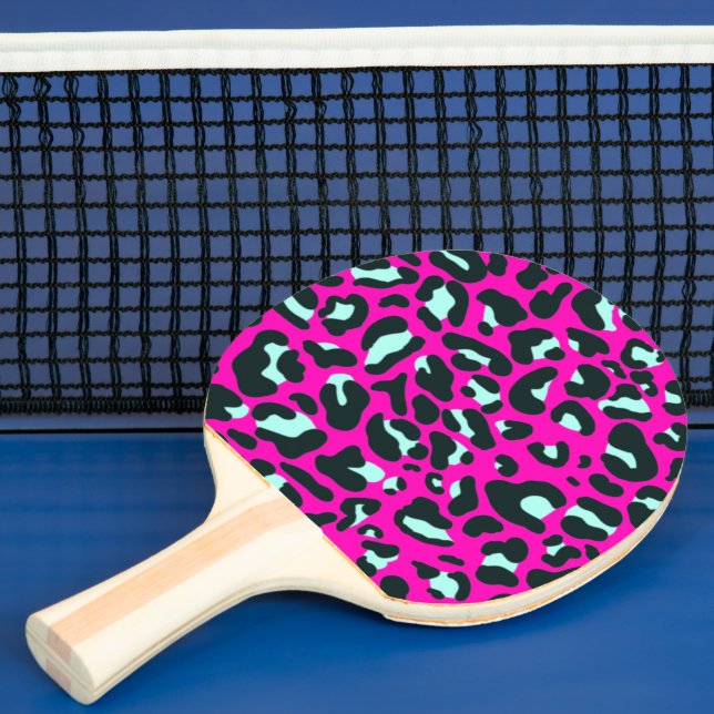 Modern rosa Geparden Leopard Tierdruck Tischtennis Schläger (InSitu)