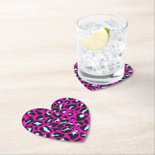 Modern rosa Geparden Leopard Tierdruck Untersetzer