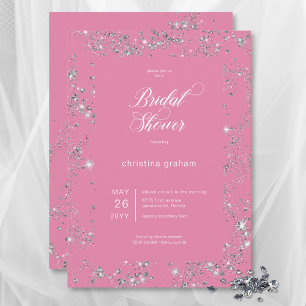 Modern rosa Glam Diamond Frame Brautparty Einladung