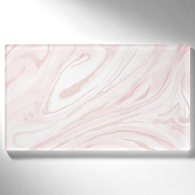 Modern rosa Glitzer Marmor Namenschild (Vorderseite)