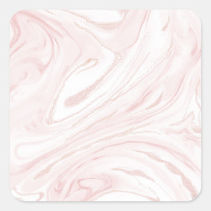 Modern rosa Glitzer Marmor Quadratischer Aufkleber