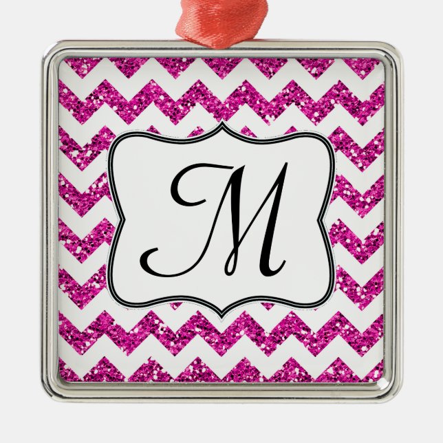 Modern rosa Glitzer Monogram, Initial Ornament (Vorne)