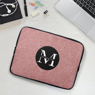 Modern rosa Glitzer Sparkeller Monogram Name Laptopschutzhülle