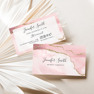 Modern rosa Gold Agate Beauty Business Card Visitenkarte