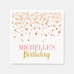 Modern rosa Gold Confetti Girl Serviette