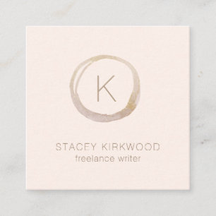Modern rosa Gold Imitate Glitzer Monogram Circle L Quadratische Visitenkarte