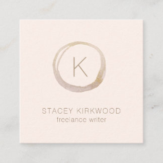 Modern rosa Gold Imitate Glitzer Monogram Circle L Quadratische Visitenkarte