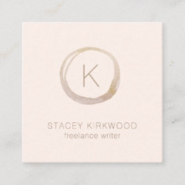 Modern rosa Gold Imitate Glitzer Monogram Circle L Quadratische Visitenkarte