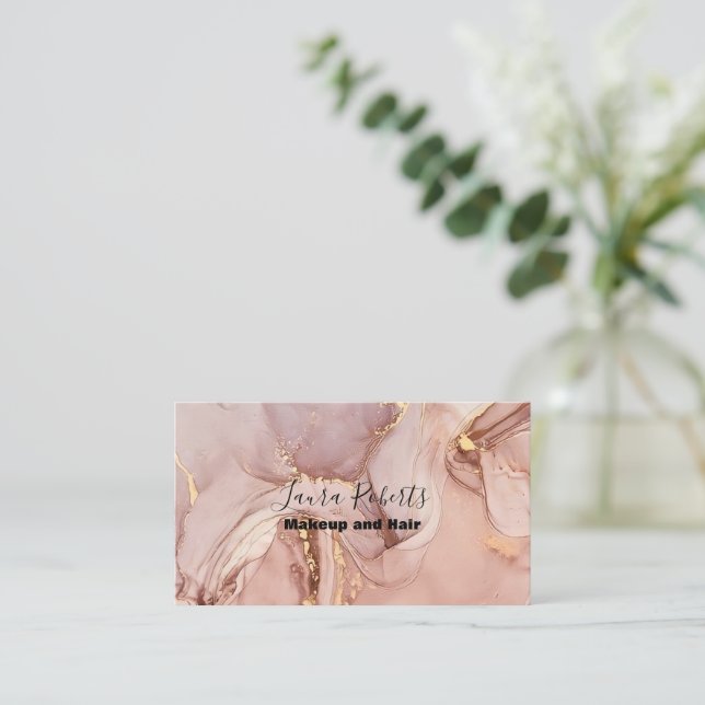 Modern rosa Gold Watercolor Business Card Visitenkarte (Stehend Vorderseite)