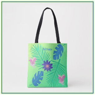 Modern rosa grün und Lila tropisch Tasche