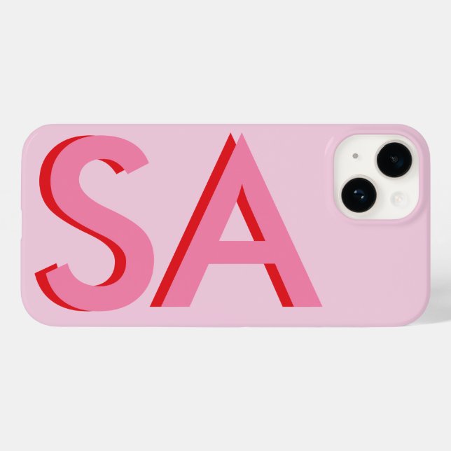 Modern rosa gürtelartig, minimale Monogramm Case-Mate iPhone 14 Hülle (Rückseite (Horizontal))