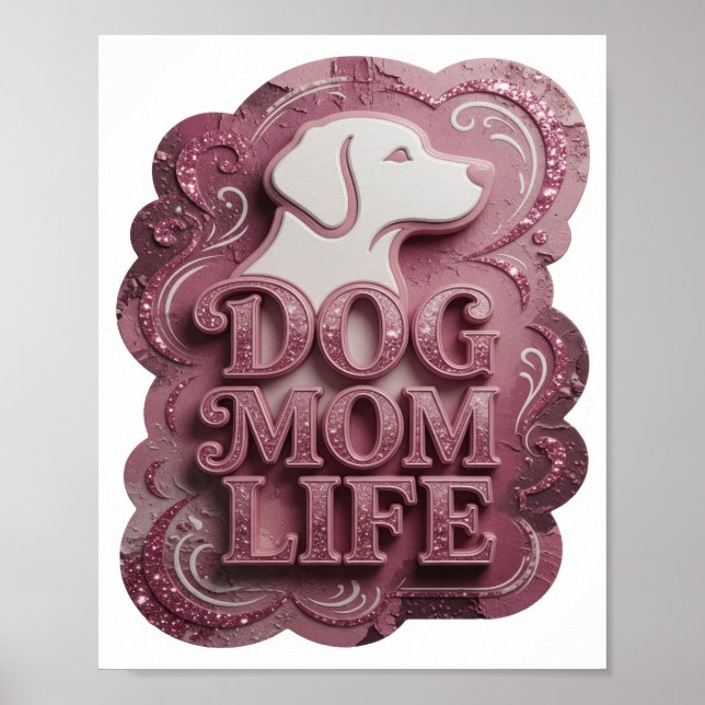 Modern Rosa HUND MUTTER LEBEN Poster (Vorne)