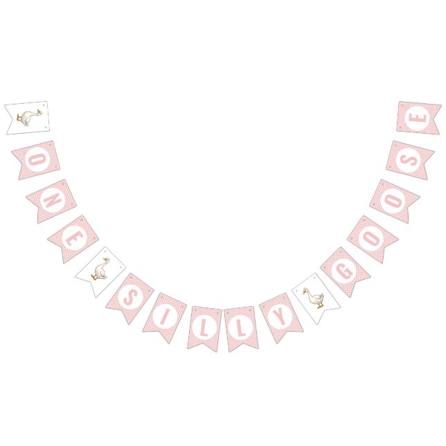 Modern rosa Kariert ein Albernes Gänse Erster Gebu Wimpelkette (Alle)