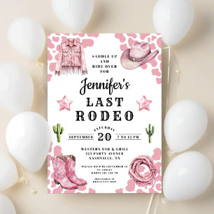Modern rosa Last Rodeo Bachelorette Einladung