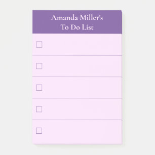 Modern rosa Lila mit Namen Post-it Klebezettel
