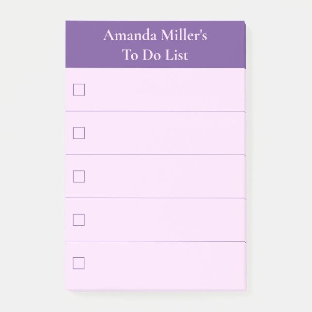 Modern rosa Lila, mit Namen zu benennen Post-it Klebezettel (Vorderseite)