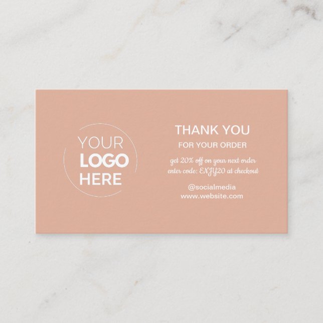 Modern rosa Minimalistische Logobestellung Vielen  Visitenkarte (Vorderseite)