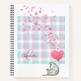 Modern rosa Monogram Niedlich Cat Notebook Notizbuch