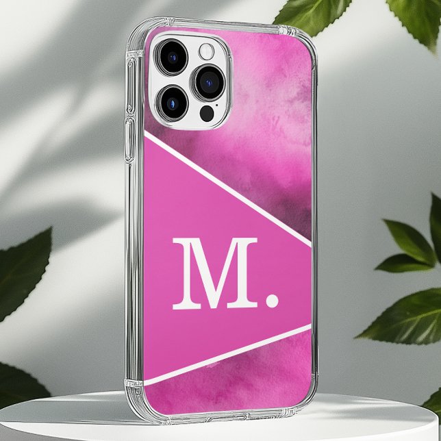 Modern rosa Monogramm iPhone 16 Pro Max Hülle (Von Creator hochgeladen)