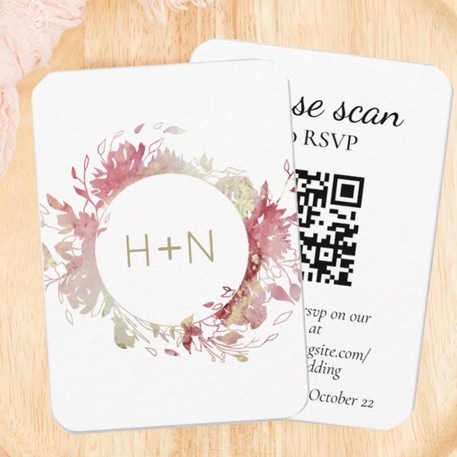 Modern rosa Monogramm-UAWG mit QR-Code Begleitkarte (Von Creator hochgeladen)