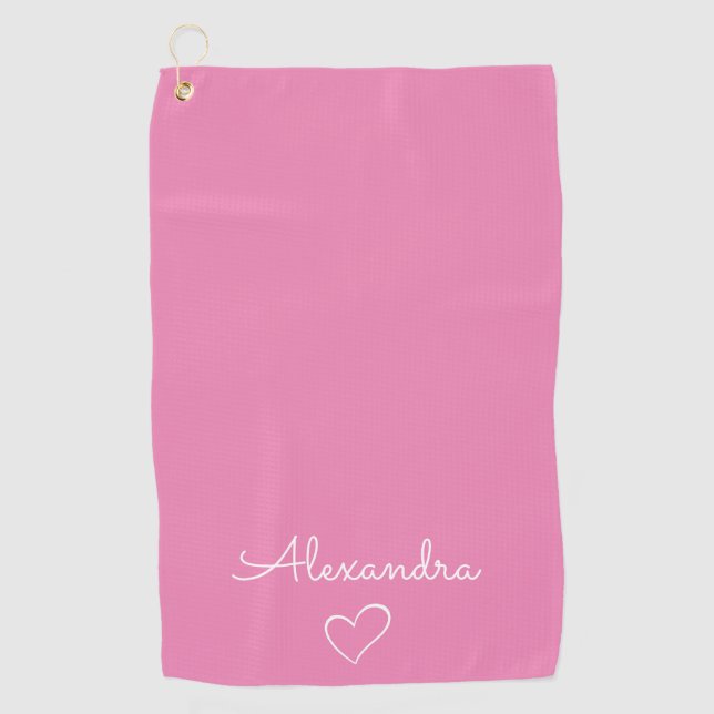 Modern rosa Name Custom Niedlich Golfhandtuch (Vorderseite)