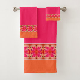 Modern rosa orange und Lila Badhandtuch Set