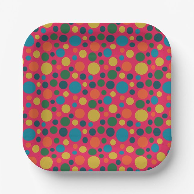 Modern rosa Polka-Punktmuster Pappteller (Vorderseite)