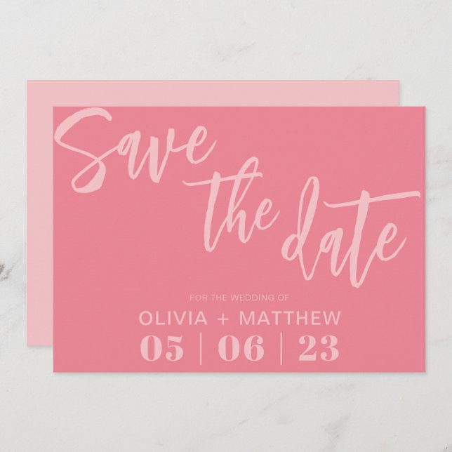 Modern rosa save the date (Vorne/Hinten)