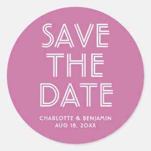 Modern rosa Save the Date Aufkleber