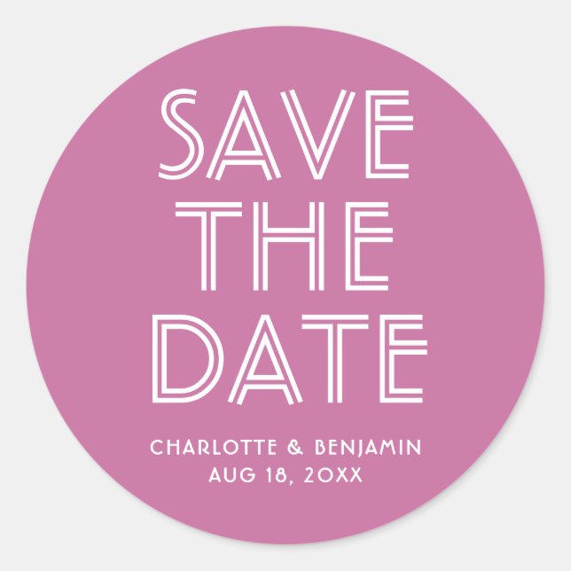 Modern rosa Save the Date Aufkleber (Vorderseite)