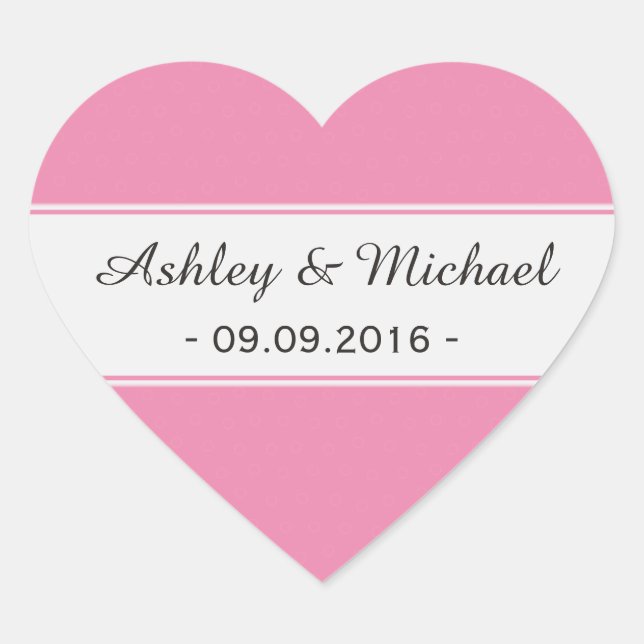 Modern rosa Save the Date Herz-Aufkleber (Vorderseite)