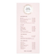 Modern rosa Sequel Salon Price List Service Menu