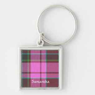 Modern rosa Tartan personalisiert Schlüsselanhänger