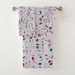 Modern rosa Terrazzo Print Pattern Badhandtuch Set