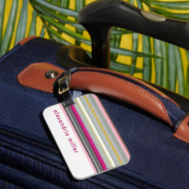 Modern rosa, weiß gestrichene Monogramm Gepäckanhänger