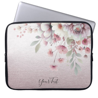 Modern rosa, weißer, floraler Laptop-Sieb Laptopschutzhülle