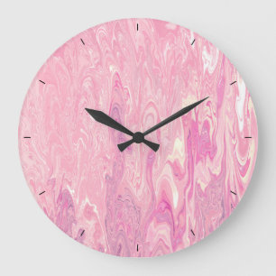 Modern rosa, weißes Marmormotiv Malerabstraktes D Große Wanduhr