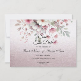 Modern rosafarbene, weiße Blüten Save the Date