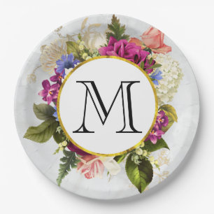 Modern rosafarbenes Blumenmotiv Pappteller