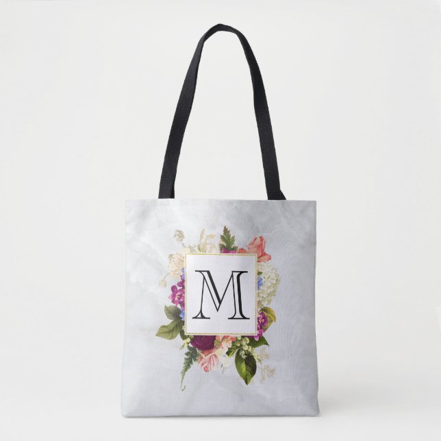 Modern rosafarbenes Blumenmotiv Tasche (Vorderseite)