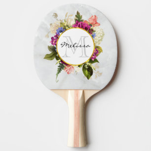 Modern rosafarbenes Blumenmotiv Tischtennis Schläger