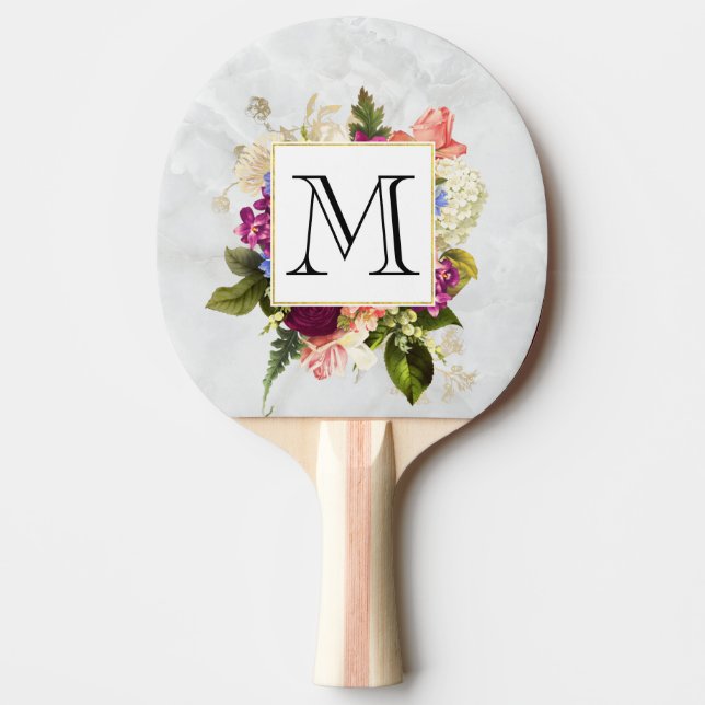 Modern rosafarbenes Blumenmotiv Tischtennis Schläger (Vorderseite)