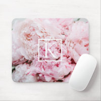 Modern rosafarbenes Monogramm-Mouse-Pad