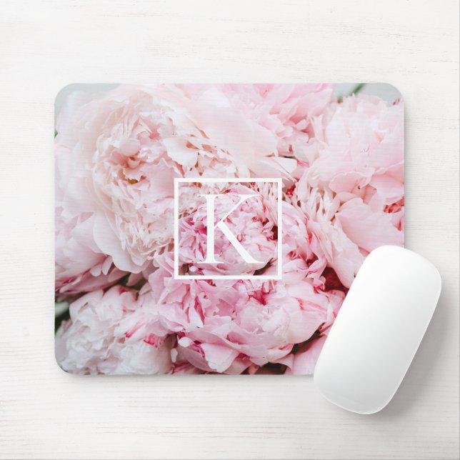 Modern rosafarbenes Monogramm-Mouse-Pad Mousepad (Mit Mouse)