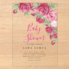 Modern Rose Garden Acrylic Baby Shower Invitation Acryleinladungen