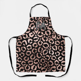 Modern Rose Gold Black Leopard Cheetah Monogram Schürze