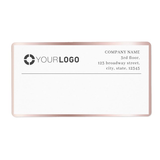 Modern Rose Gold Border Logo Rücksendeadresse (Vorne)