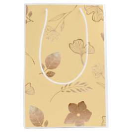 Modern rose gold flowers and leaves mittlere geschenktüte
