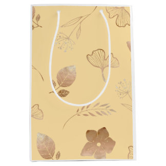 Modern rose gold flowers and leaves mittlere geschenktüte