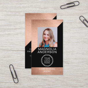 Modern Rose Gold Foil Foto Logo Visitenkarte